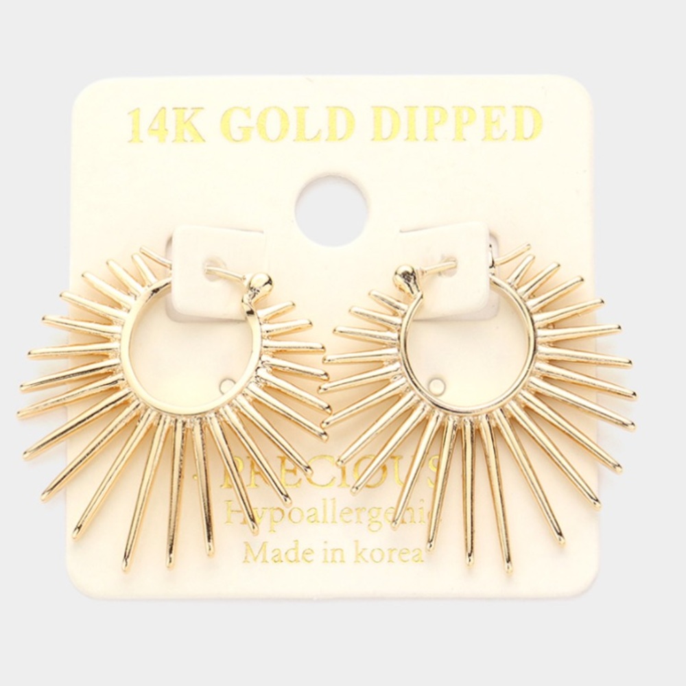 14K Gold Dipped Abstract Metal Pin Catch Earrings